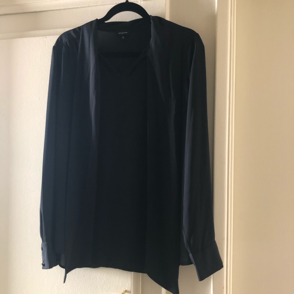 Black blouse with tie bow